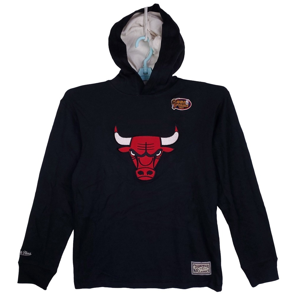 Chicago Bulls Mitchell & Ness‎ Youth Medium Hooded Thermal Longsleeve Black NWT